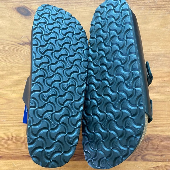 Birkenstock Arizona Sandals Black Birko Flor Faux Leather M10 W12 - Picture 8 of 8